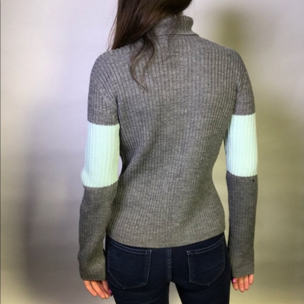 Vintage 90s Calvin Klein Womens Ribbed Turtleneck Sweater Long Sleeve in Gray - Picture 6 of 15